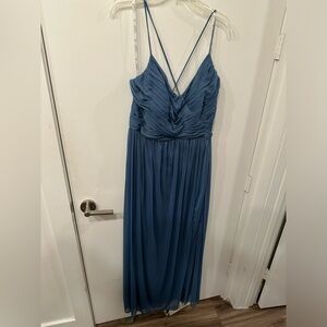 David's Bridal Bridesmaid Dress in Steel Blue
